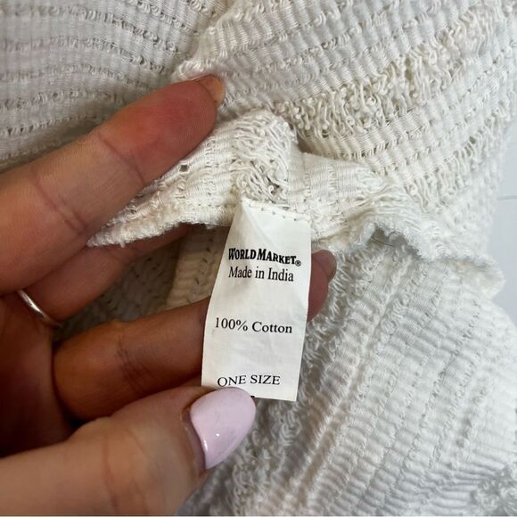 World Market One Size Textured Cotton Open Front Short Sleeve Cardigan - Picture 12 of 13